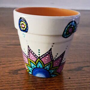 Custom Hand Painted Mandala Terra Cotta Planter Personalized Gift
